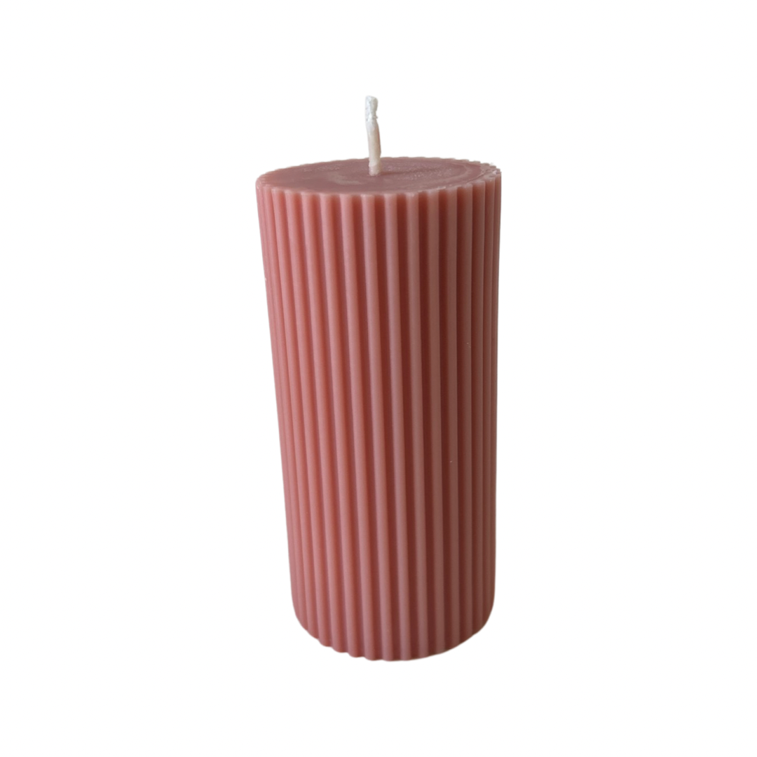 Small Ribbed Pillar Candle