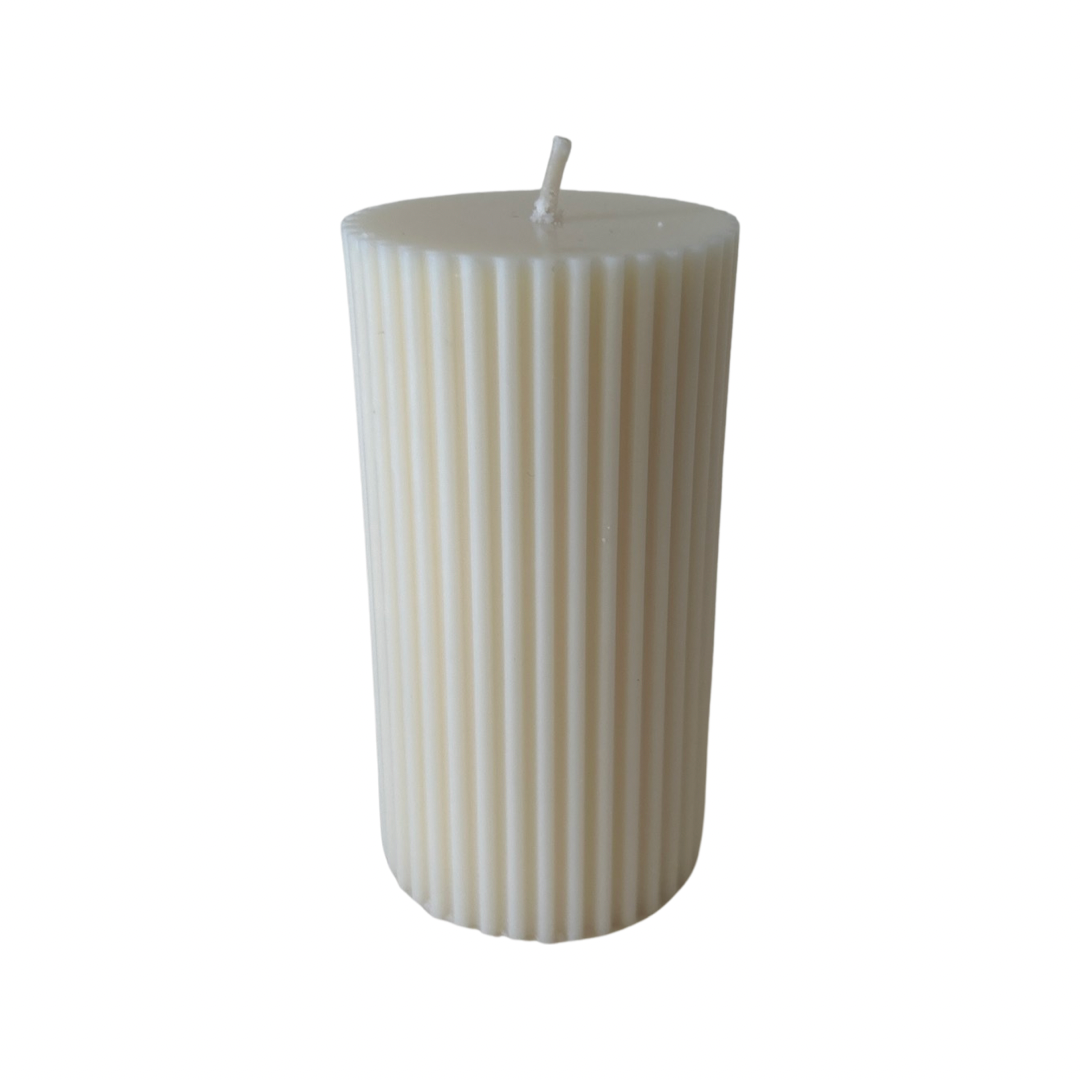 Small Ribbed Pillar Candle