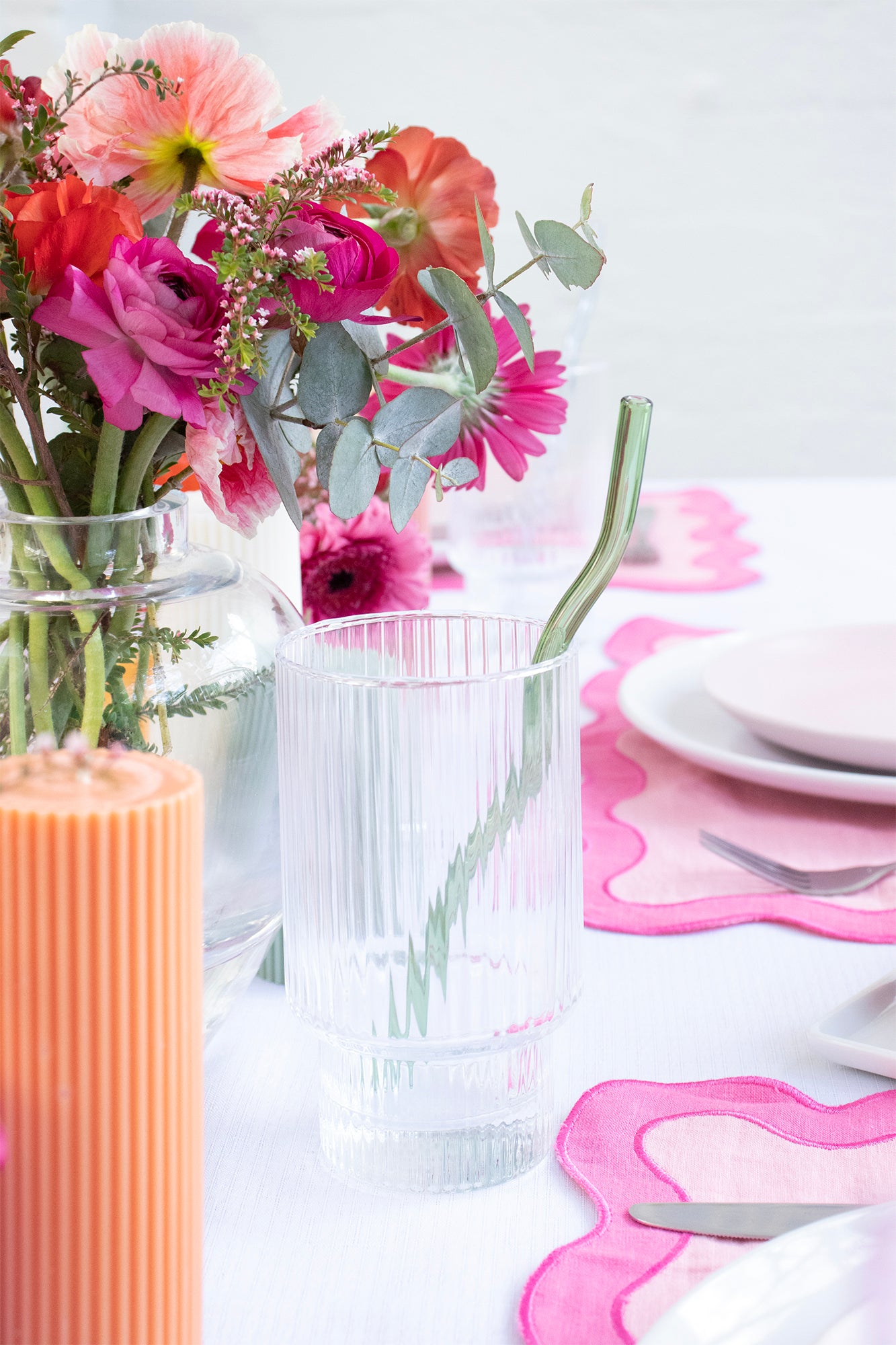 Reusable Wavy Glass Straws