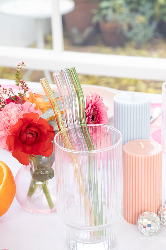 Reusable Wavy Glass Straws
