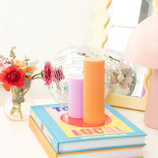 Tall Ribbed Pillar Candle